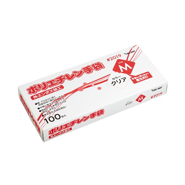 （まとめ） 川西工業ポリエチレン手袋 #2019 外エンボス クリア M 1セット（1000枚：100枚×10箱） 【×3セット】[21]
