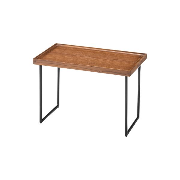 サイドテーブル 約幅60cm L ブラウン 天然木 チーク スチール ミニテーブル リビング インテリア家具 組立品[21]