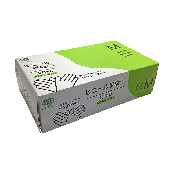 （まとめ）アルフォーインターナショナルビニール手袋 パウダーフリー ナチュラル M T-003 1箱（100枚）【×3セット】[21]