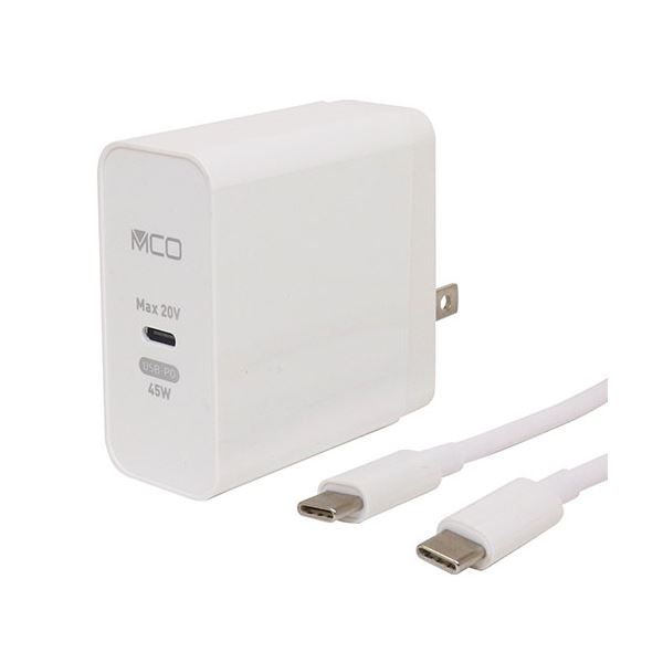 MCO PD対応45W USB-ACアダプタTypeCケーブル付ホワイト IPA-CS01／WH[21]