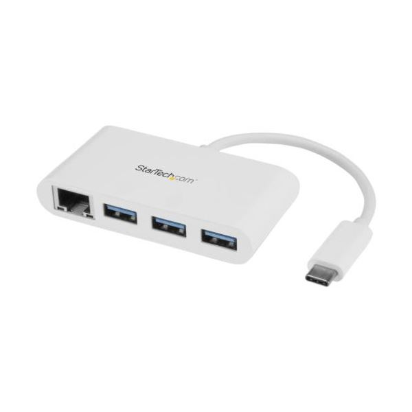 StarTech.com ギガビットEthernetポート搭載 3ポートUSB3.0ハブ USB Type-C接続 ホワイトHB30C3A1GEA 1..