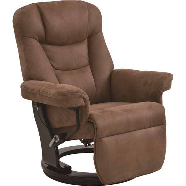 パーソナルチェア リクライニングチェア 幅80cm オットマン一体型 オットマン付き 肘付き ファブリック 360度回転 無段階リクライニング 1人用 モカ MOCA 組立品【代引不可】[21]