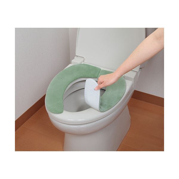 （まとめ） サンコーおくだけ吸着 消臭ふんわりベンザシート 無地 グリーン KC-69 1組 【×5セット】[21]