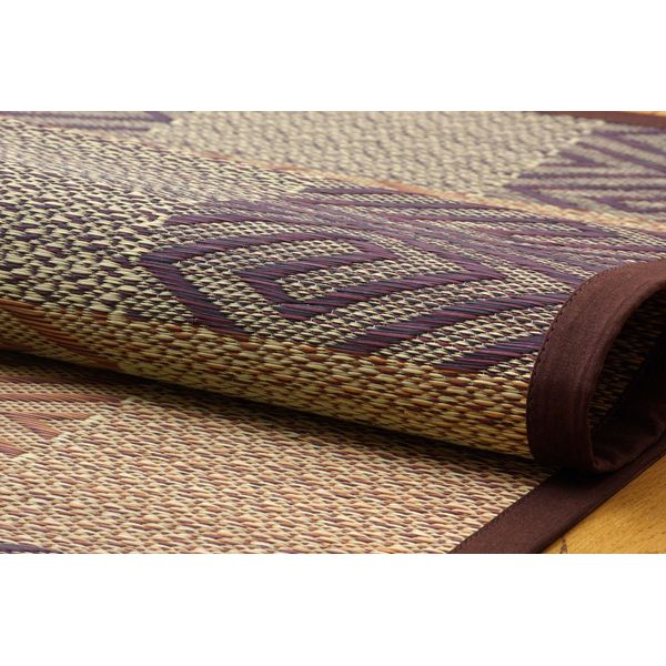 モダン い草 花ござ/ラグマット 【ブラウン 江戸間2畳 約174×174cm】 日本製 抗菌 防臭 調湿 耐久性抜群 〔リビング〕【代引不可】[21] [2]