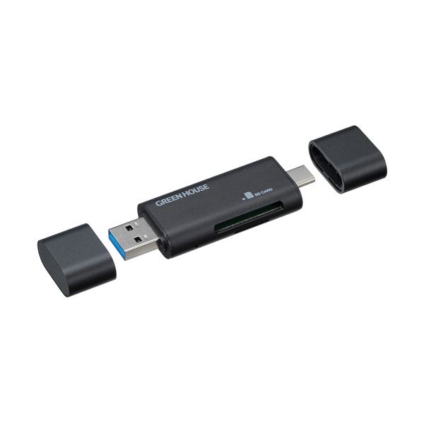 （まとめ） グリーンハウスUSB3.0マルチ接続カードリーダー GH-CRACA-BK 1個 【×3セット】[21]