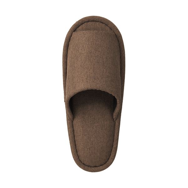 （まとめ） 外縫いスリッパ前あき ブラウン 1足 【×2セット】[21]