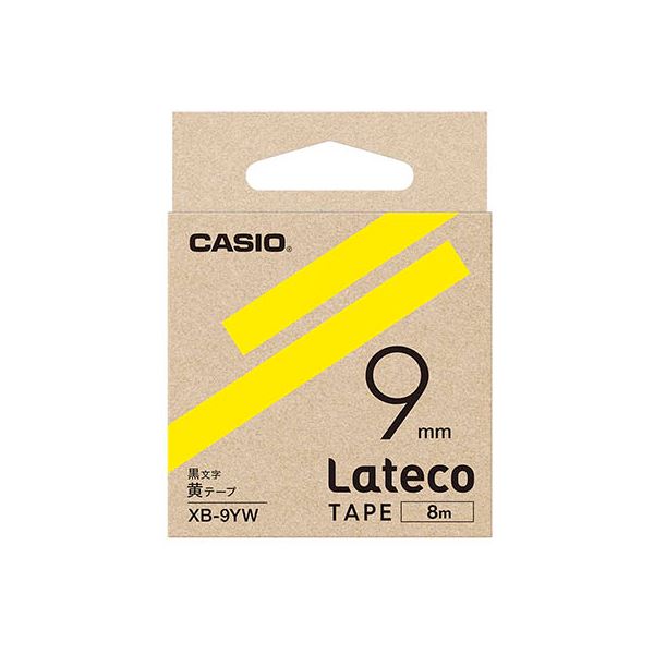 【5個セット】 カシオ計算機 Lateco 詰め替え用テープ 9mm 黄テープ 黒文字 XB-9YWX5[21]