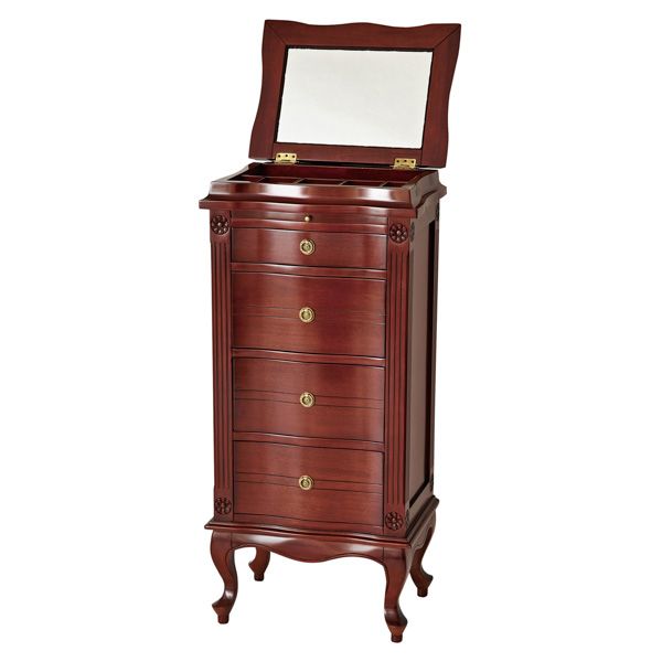 アンティークミラー付チェスト4段 完成品【代引不可】[21]