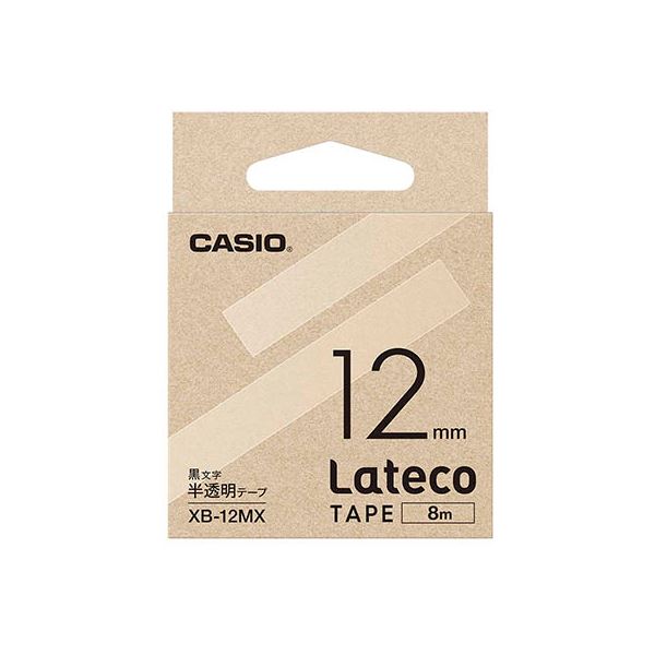 【5個セット】 カシオ計算機 Lateco 詰め替え用テープ 12mm 半透明テープ黒文字 XB-12MXX5[21]