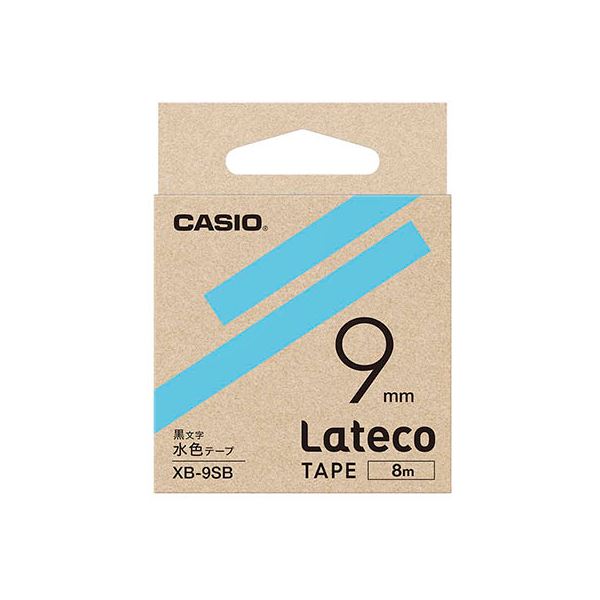 【5個セット】 カシオ計算機 Lateco 詰め替え用テープ 9mm 水色テープ 黒文字 XB-9SBX5[21]