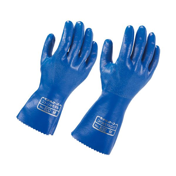 〔まとめ〕 エステー モデルローブ No.630 ニトリルモデルロング L ブルー 1双 〔×2セット〕 使い捨て手袋 ゴム手袋[21]