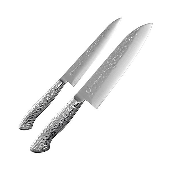 よこやま 燕熟の技 オールステンレス槌目ペティナイフ(刃渡り15cm)・三徳包丁(刃渡り18cm) EJRK-5000[21]