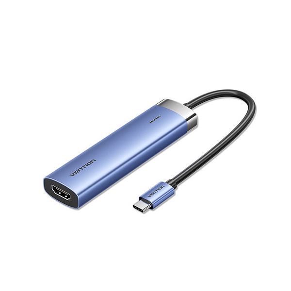 VENTION 5-in-1 USB-C to HDMI/USB 3.0 x 3/PD ドッキングステーション 0.15M セルフパワー/バスパワー/4K対応 ブルー TG-0743[21]