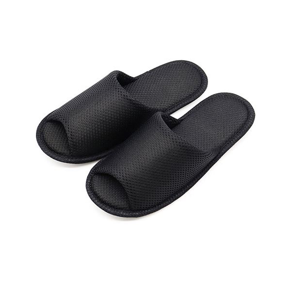 (まとめ) 洗えるメッシュスリッパL ブラック 【×2セット】[21]