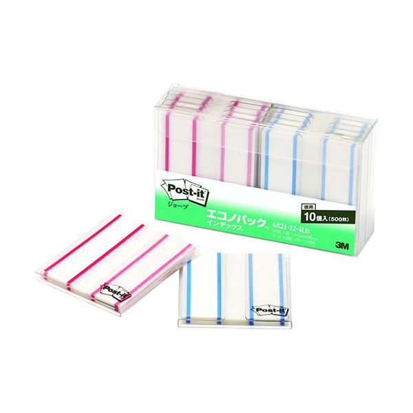 ■商品内容丈夫で破れにくい、ポスト・イット(R)　フィルムふせん。貼ると下が透けるので、文字や絵の上に貼れます。文字を書き込むこともできます。1枚ずつ取り出せるポップアップ式です。(一部製品を除く)。■商品スペックポスト・イット エコノパック ジョーブ インデックス 記入用 6821-12-RB レッド ブルー 44 mm x 23 mm 50 枚 生産国…米国 パッケージサイズ…97×58×25mm パッケージ重量…128g■送料・配送についての注意事項●本商品の出荷目安は【4 - 7営業日　※土日・祝除く】となります。●お取り寄せ商品のため、稀にご注文入れ違い等により欠品・遅延となる場合がございます。●本商品は仕入元より配送となるため、沖縄・離島への配送はできません。[ 3M-6821-12-RB ]