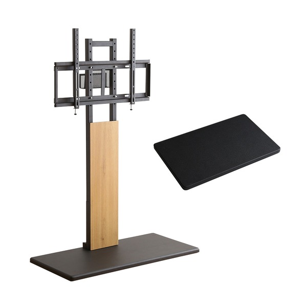 最大100インチ対応 頑丈テレビスタンド 専用棚板 セット 本体シャビーオーク／棚板ブラック 組立品【代引不可】[21]