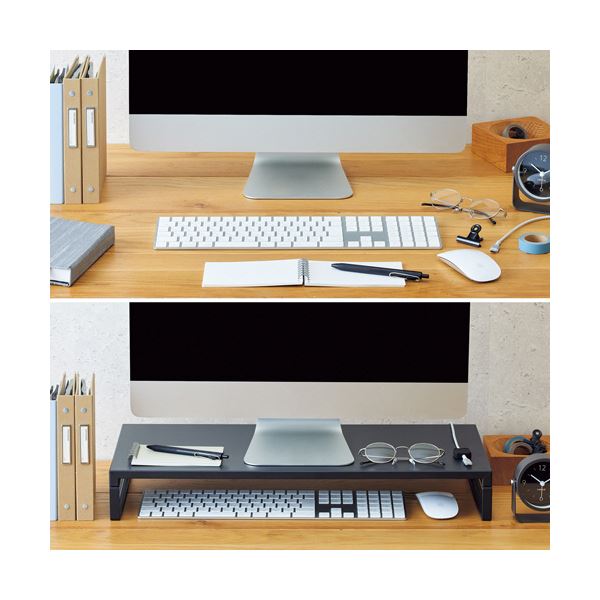 リヒトラブ 机上台ロータイプ W590×D250×H80mm マットブラック A-7332-124 1台[21]