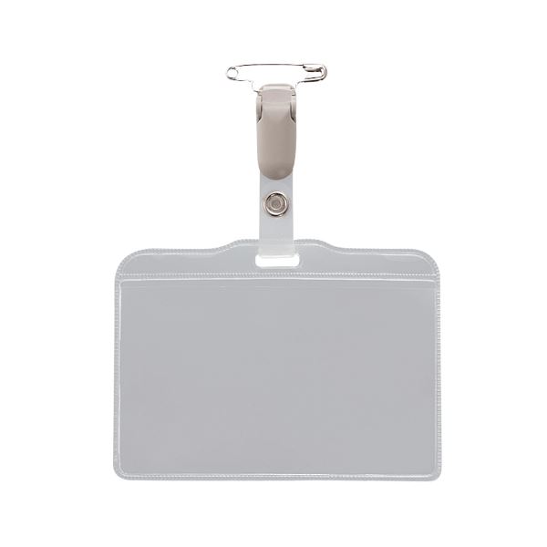 （まとめ） ライオン事務器タッグ名札 ヨコ型 ソフトタイプ 取付用クリップ付 N-73K 1個 【×10セット】..