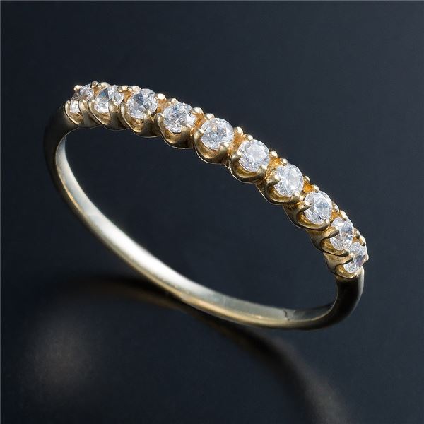 K10イエローゴールド 0.2ctハーフエタニティリング 19号[21](4)