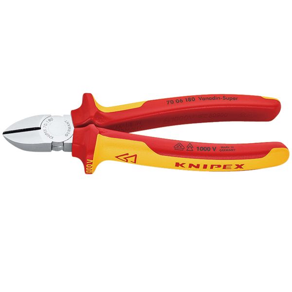 KNIPEX クニペックス 1000V絶縁斜ニッパー 全長180mm 7006-180[21]