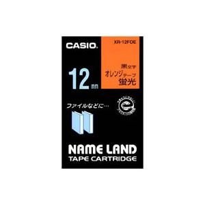 （まとめ）カシオ CASIO 蛍光テープ XR-12FOE 橙に黒文字 12mm【×5セット】[21]