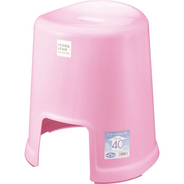 シンプル バスチェア/風呂椅子 【400 パステルピンク】 すべり止め付き 材質：PP 『HOME＆HOME』【代引不可】[21]