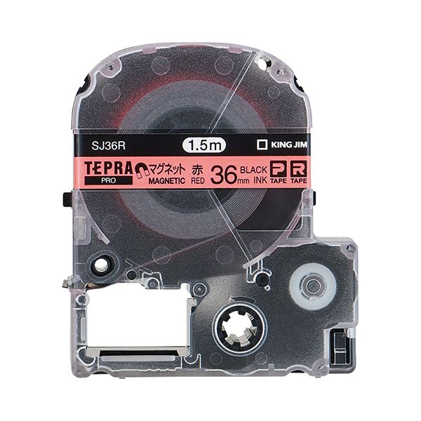 （まとめ） キングジム テプラ PRO テープカートリッジ マグネットテープ 36mm 赤／黒文字 SJ36R 1個 ..