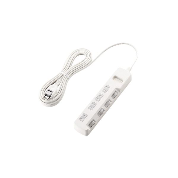 (まとめ)エレコム ほこり防止シャッター付 雷ガードタップ T-K6A-2450WH【×2セット】[21]