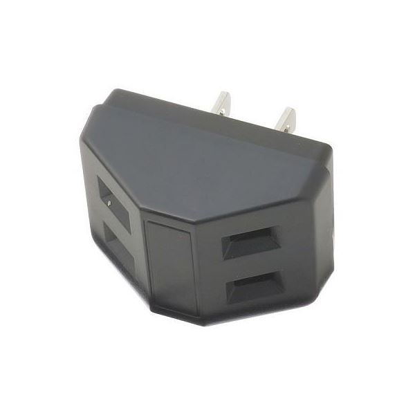 (まとめ)YAZAWA 耐トラ付三角タップ Y02T200BK【×10セット】[21]