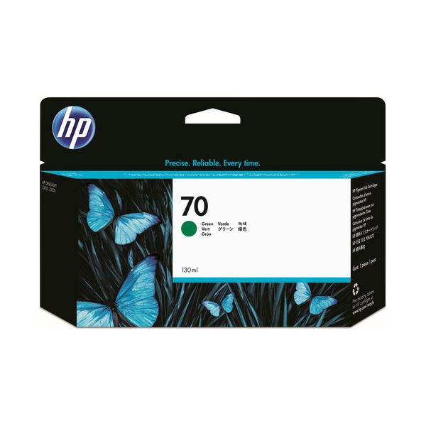 （まとめ） HP70 インクカートリッジ グリーン 130ml 顔料系 C9457A 1個 【×3セット】[21]