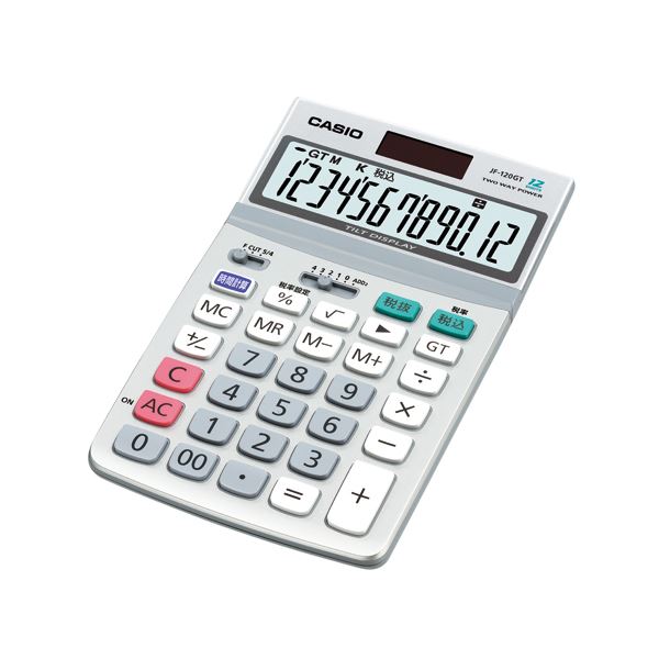 （まとめ） カシオ 電卓 JF-120GT-N シルバー 1台入 【×2セット】[21]