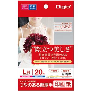 楽天本家屋（まとめ） Digio2 インクジェットプリンタ用紙 印画紙タイプ L／20枚 JPSK2-L-20【×5セット】[21]