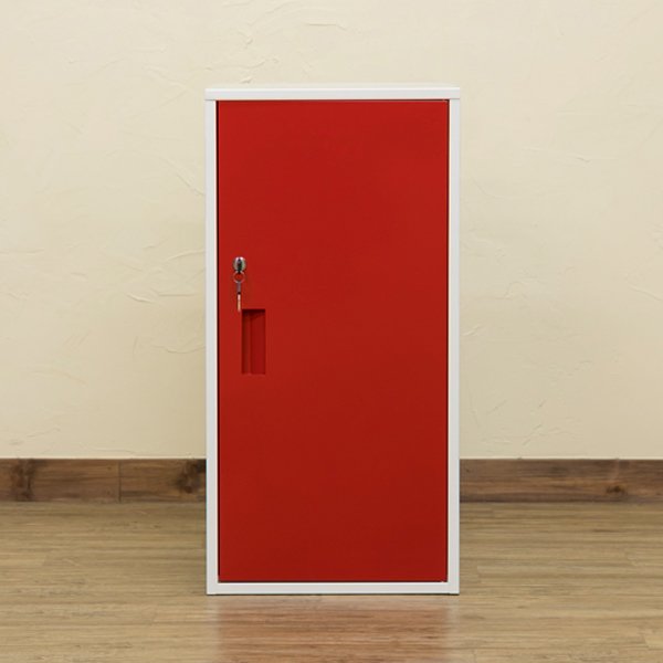 ハイタイプ 鍵付きロッカー/収納ラック 【レッド】 幅38cm スチール カギ×2個 棚板 転倒防止器具付き 連結可 『キューブBOX』【代引不可】[21]