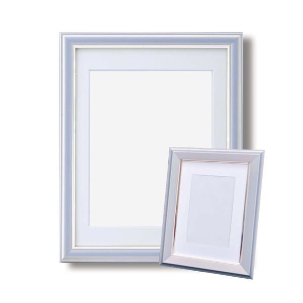 カラー 遺影額 セット 〔 細い額 仏事用額 葬儀額セット 大小セットB グレー 〕 メモリアルセット フレーム 額縁 額[21]