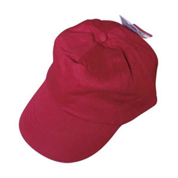 サイズ調整可能コットン帽子前立メッシュ付（エンジ） 45-802 【12個セット】[21]