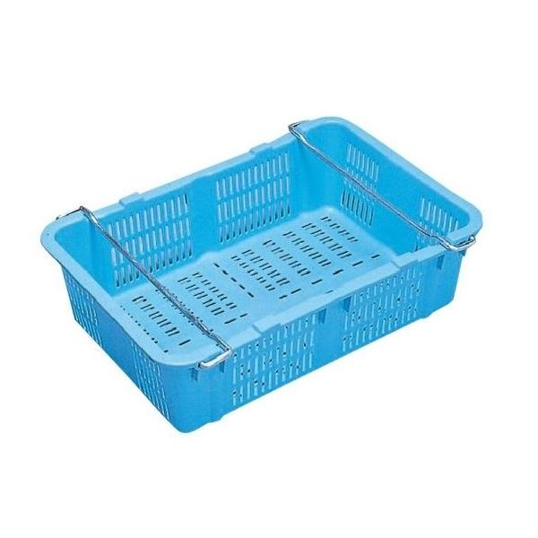 【10個セット】プラスケット/網目ボックス 【No.480 金具付き】 ブルー スタッキング金具使用時：段積み可【代引不可】[21]