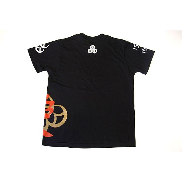 戦国武将Tシャツ 【直江兼続 愛】 XSサイズ 半袖 綿100% ブラック(黒) 〔Uネック おもしろ〕[21]