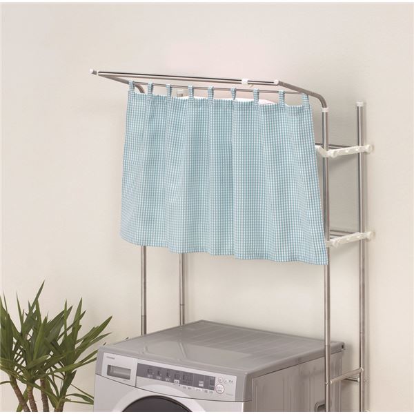 ステンレス洗濯機ラック/洗濯機上収納 【幅伸縮可】 仮り掛けバー/アジャスター付き[21]