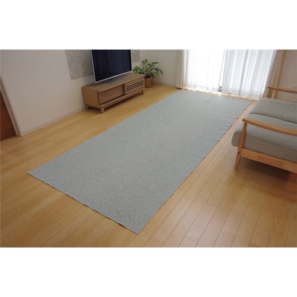 ラグマット/絨毯 【3畳 アイボリー 約140×340cm】 洗える 防傷 防滑加工 ホットカーペット対応 〔リビング ダイニング〕【代引不可】[21]