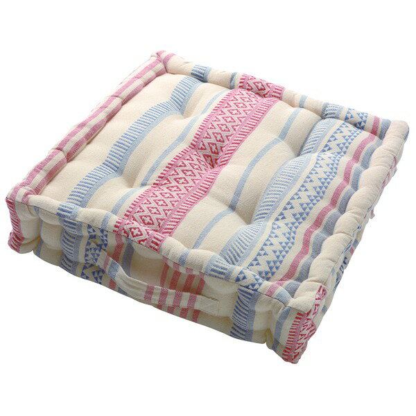 フロアクッション 座布団 約42×42×10cm 2枚組 レッド インド綿使用 テラ リビング ダイニング インテリア雑貨【代引不可】[21]