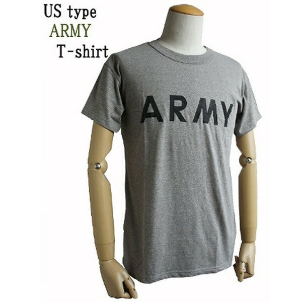 USタイプ ARMY Tシャツ M 杢グレー 綿混 ティーシャツ ミリタリーウェア 軍モノ ミリタリーシャツ 衣類[21]