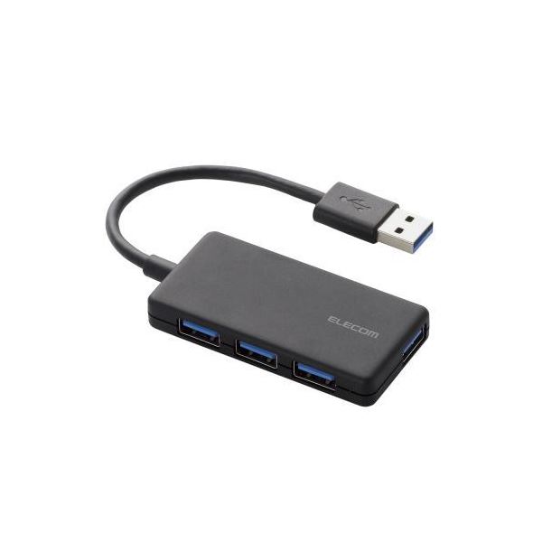 （まとめ） エレコム 4ポートUSB3.0ハブ（コンパクトタイプ） U3H-A416BBK 【×2セット】[21]