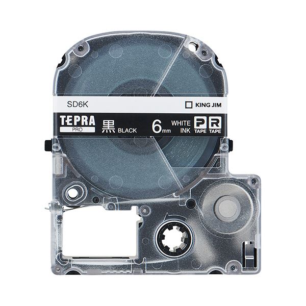 （まとめ） キングジム テプラ PRO テープカートリッジ ビビッド 6mm 黒／白文字 SD6K 1個 【×5セット】[21]