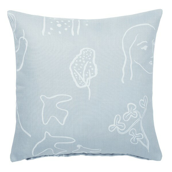 Lオブハピネス クッションカバー 【45×45cm ブルー】 正方形 ファスナー付き 洗える サーナヤオッリ 〔リビング〕【代引不可】[21]