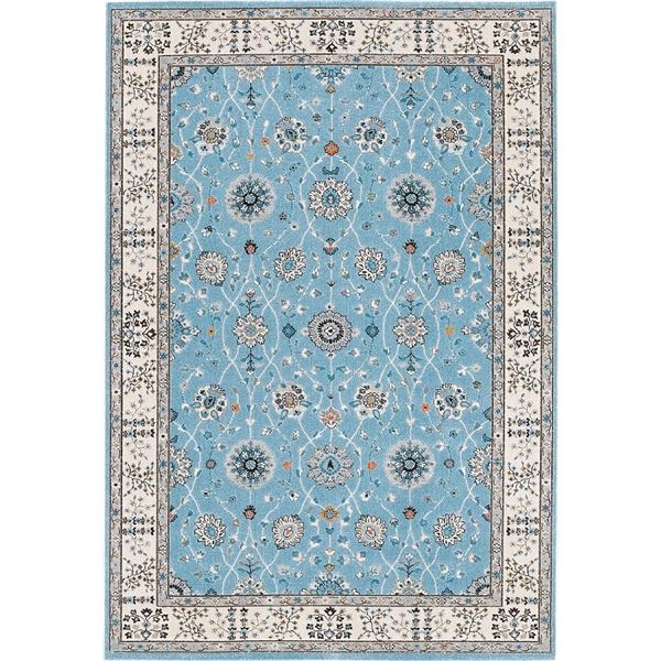 防炎 ラグマット/絨毯 【約240×240cm ライトブルー】 ホットカーペット対応 ウィルトン ラグナ プレーベル 17202/LBL【代引不可】[21]