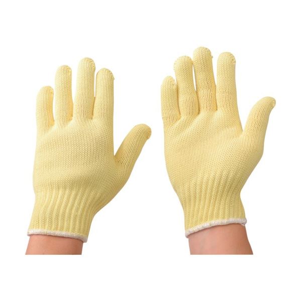 (まとめ) 赤尾 ケブラー編手袋 7G-L イエロー/白 AKV7G-L 1双 【×3セット】[21]