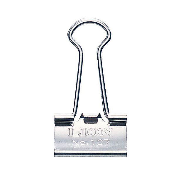 （まとめ）ライオン事務器 バインダークリップ ニッケルメッキ 小 口幅19mm No.107N 1箱（10個） 【×30セット】[21]
