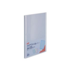 (まとめ) TANOSEE クリアファイル A4タテ20ポケット 背幅14mm ブルー 1セット(10冊) 【×10セット】[21]