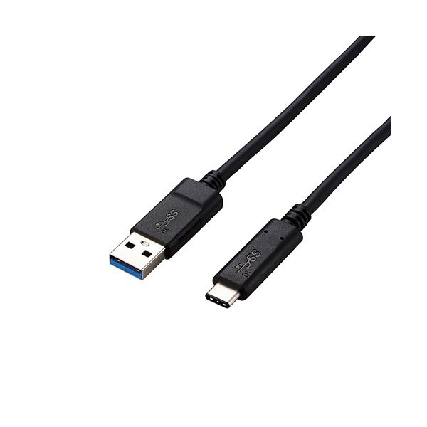 （まとめ） エレコム USB3.1ケーブル/Gen2/A-Cタイプ/認証品/3A出力/1.0m/ブラック USB3-AC10NBK 【×2..