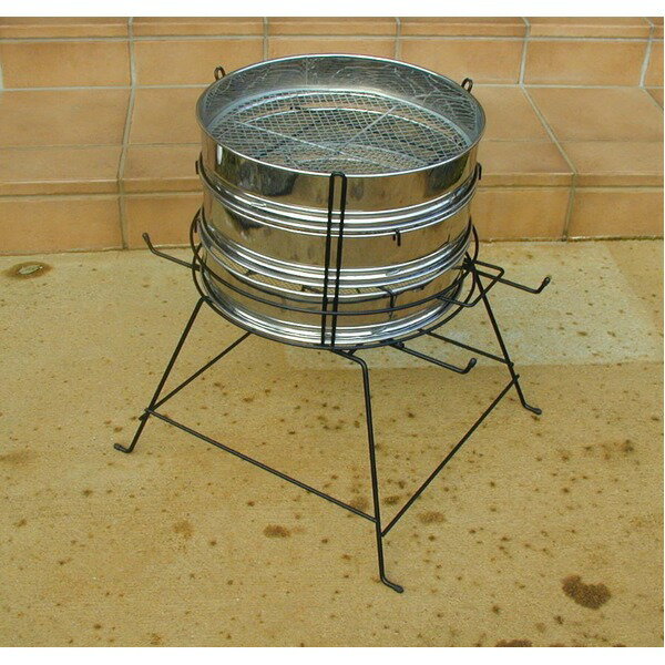 らくらく土フルイセット 本体/アミ3枚/スタンド 【37cm用】 スチール 日本製 〔園芸 ガーデニング用品..